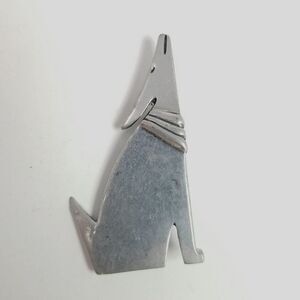 Vintage EGC Pewter Wolf Howling at the Moon Brooch, Silver Tone dated 89, Estate